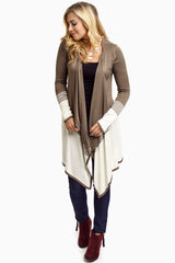 Olive Striped Colorblock Flowy Front Cardigan