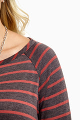 Coral Charcoal Striped Top