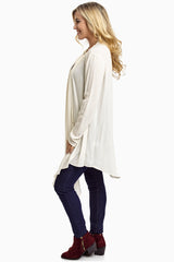 Ivory Long Flowy Open Front Cardigan