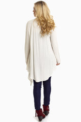 Ivory Long Flowy Open Front Cardigan