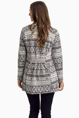 Grey White Tribal Knit Cardigan