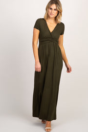 Olive Draped Maxi Dress