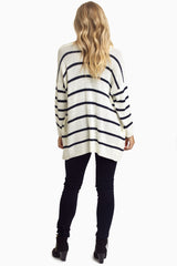 Ivory Navy Striped Knit Cardigan