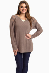 Mocha Mesh Shoulder Top