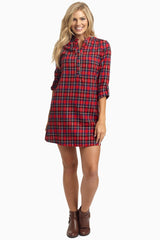 Red Black Plaid Flannel Dress