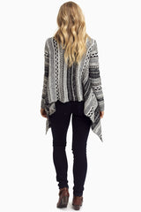 Black Grey Tribal Knit Cardigan