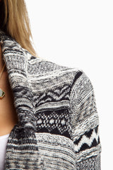 Black Grey Tribal Knit Cardigan