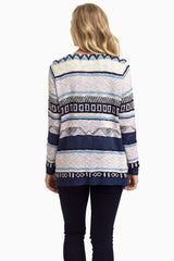 Navy Lavendar Aztec Knit Cardigan