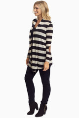 Black Striped Suede Elbow Cardigan