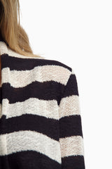 Black Striped Suede Elbow Cardigan