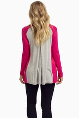 Pink Grey Colorblock Top