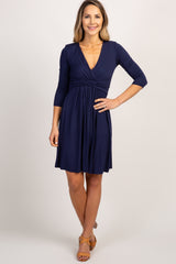 Navy Wrap 3/4 Sleeve Maternity/Nursing Dress