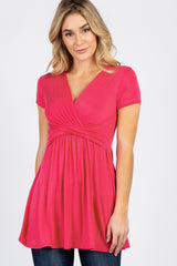 PinkBlush Coral Draped Front Nursing Top