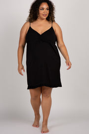 PinkBlush Black Ruffled Trim Maternity Plus Sleep Dress