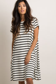 Black Striped Short Sleeve Dress