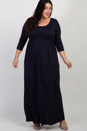 PinkBlush Navy 3/4 Sleeve Plus Maxi Dress