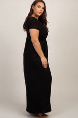 PinkBlush Black Draped Nursing Plus Maxi Dress