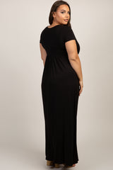 PinkBlush Black Draped Nursing Plus Maxi Dress