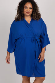 Royal Blue Solid Delivery/Nursing Maternity Plus Robe