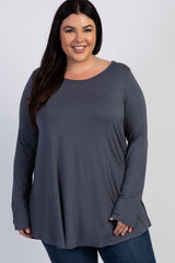 Charcoal Long Sleeve Bamboo Plus Top