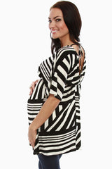 Black Print Short Sleeve Maternity Shirt