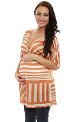 Orange Print Short Sleeve Maternity Shirt