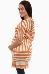 Orange Print Short Sleeve Maternity Shirt