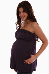 Purple Strapless Maternity Tank Top