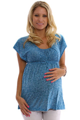 Turquoise Short Sleeve Maternity Shirt