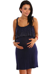 Navy Blue Studded Maternity Dress