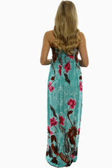 Aqua Floral Maxi Maternity Dress