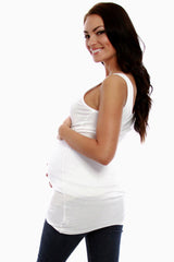 White Basic Maternity Tank Top