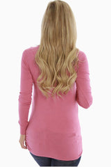 Pink Long Sleeve Maternity Shirt