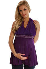 Purple Studded Halter Maternity Tank Top