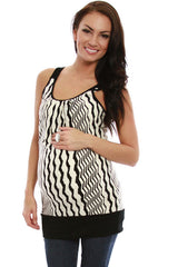 Black Cream Print Maternity Tank Top