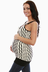 Black Cream Print Maternity Tank Top