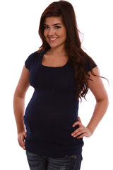 Navy Blue Short Sleeve Maternity Sweater