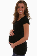 Gray Short Sleeve Maternity Sweater