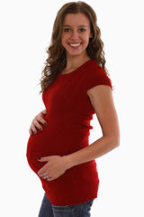 Red Short Sleeve Maternity Sweater