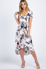 PinkBlush White Floral Hi-Low Wrap Dress