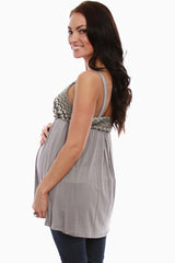 Gray Print Maternity Tank Top