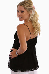 Black Lace Maternity Tank Top