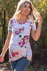 PinkBlush Pink Floral Maternity Knot Top