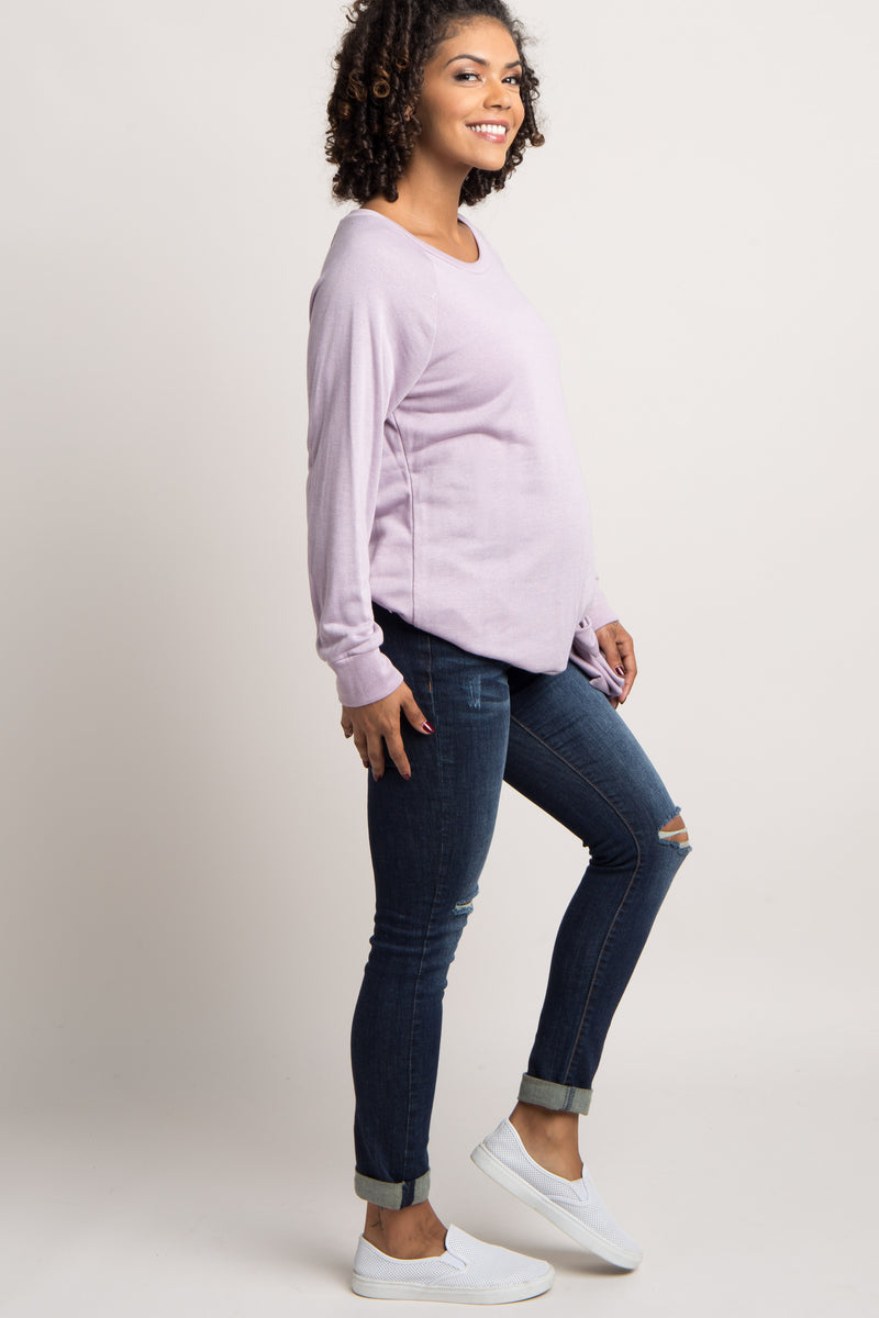 Navy Blue Ripped Knee Cuffed Maternity Jeans– PinkBlush