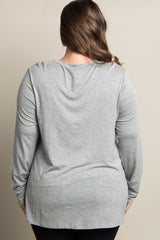 Heather Grey Solid Cutout Front Plus Maternity Top