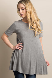 Heather Grey Basic Short Sleeve Top