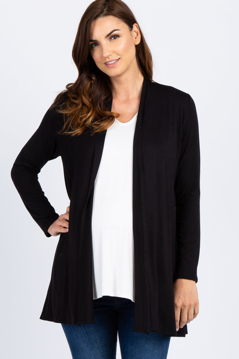 Black Solid Maternity Cardigan – PinkBlush