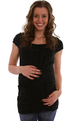 Grey Knit Short Sleeve Maternity Shirt