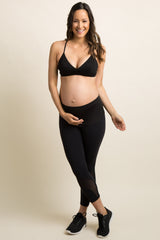 Black Solid Cross Back Triangle Maternity Bralette