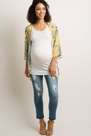 PinkBlush Yellow Floral Chiffon Bell Sleeve Maternity Cover Up